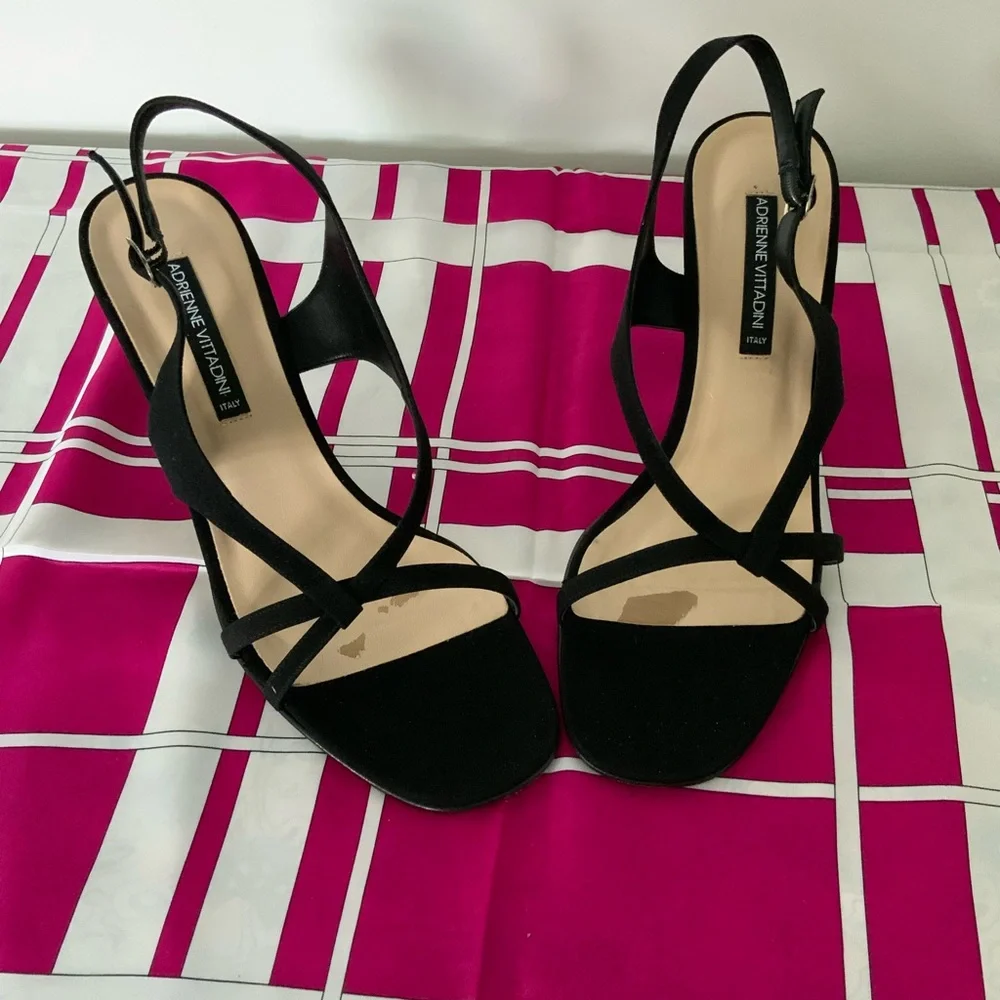 Adrienne Vittadini, made in Italy strap heels, black, size 9. Barely worn - Picture 1 of 6